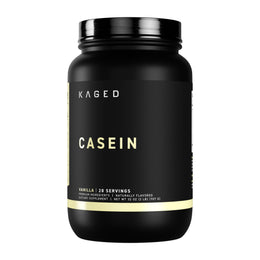Kaged Casein Protein in a sleek, branded container for slow-digesting protein.