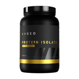 Kaged Elite Protein Isolate in vanilla flavor, 29.7 oz container with premium ingredients and banned substance testing.