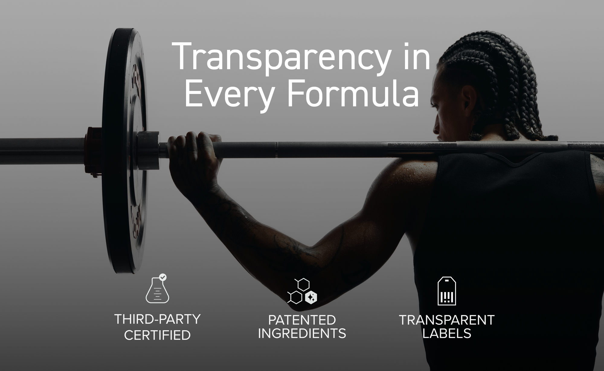 Transparency in Every Formula. Third-Party Certified. Patented Ingredients. Transparent Labels.